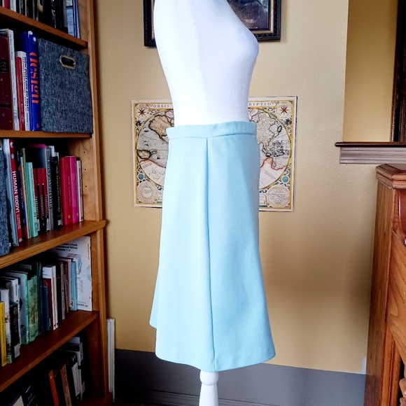 VINTAGE SKIRT SKORT button front light blue Russ mod polyester retro women Small - Picture 4 of 10